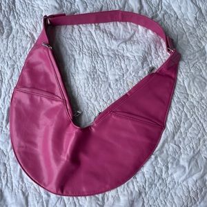 HOT PINK LEATHER FAUX “SASH” BAG